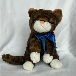TY Brown and White Plush Cat with Fluffy Texture
